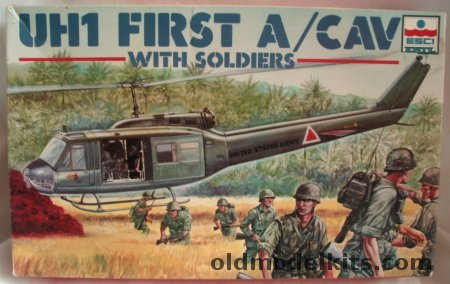 ESCI 1/72 Bell UH-1 Huey 1st Air Cav with 50 Soldiers, 9046 plastic model kit